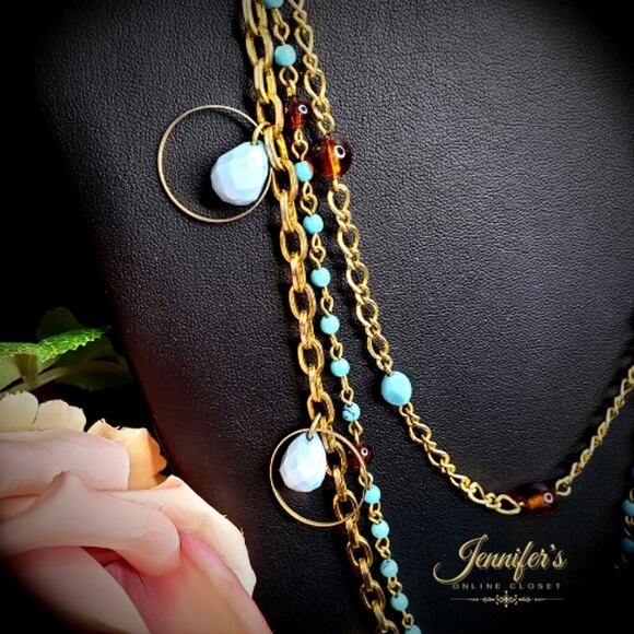 Joan Rivers Gold Tone & Turquoise Layered Necklace - Picture 4 of 11